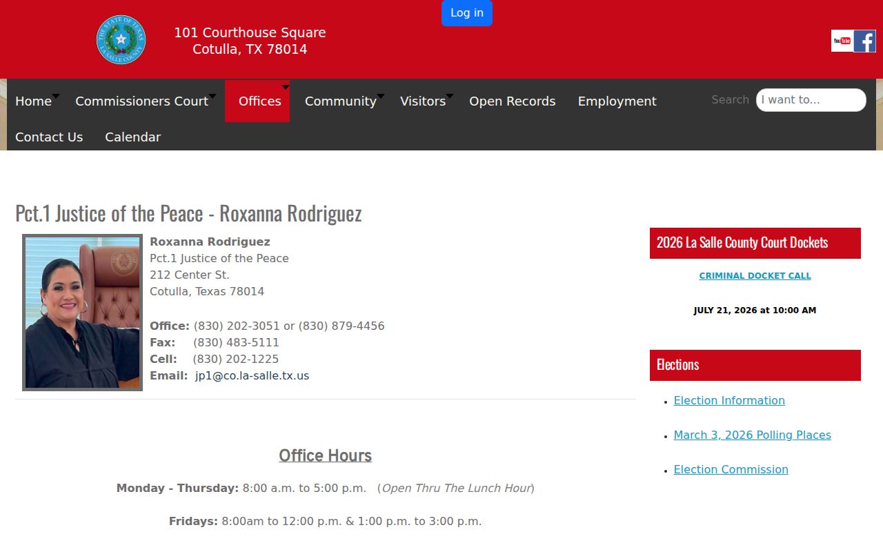 Cotulla criminal records at La Salle County Precinct 1 Justice Court