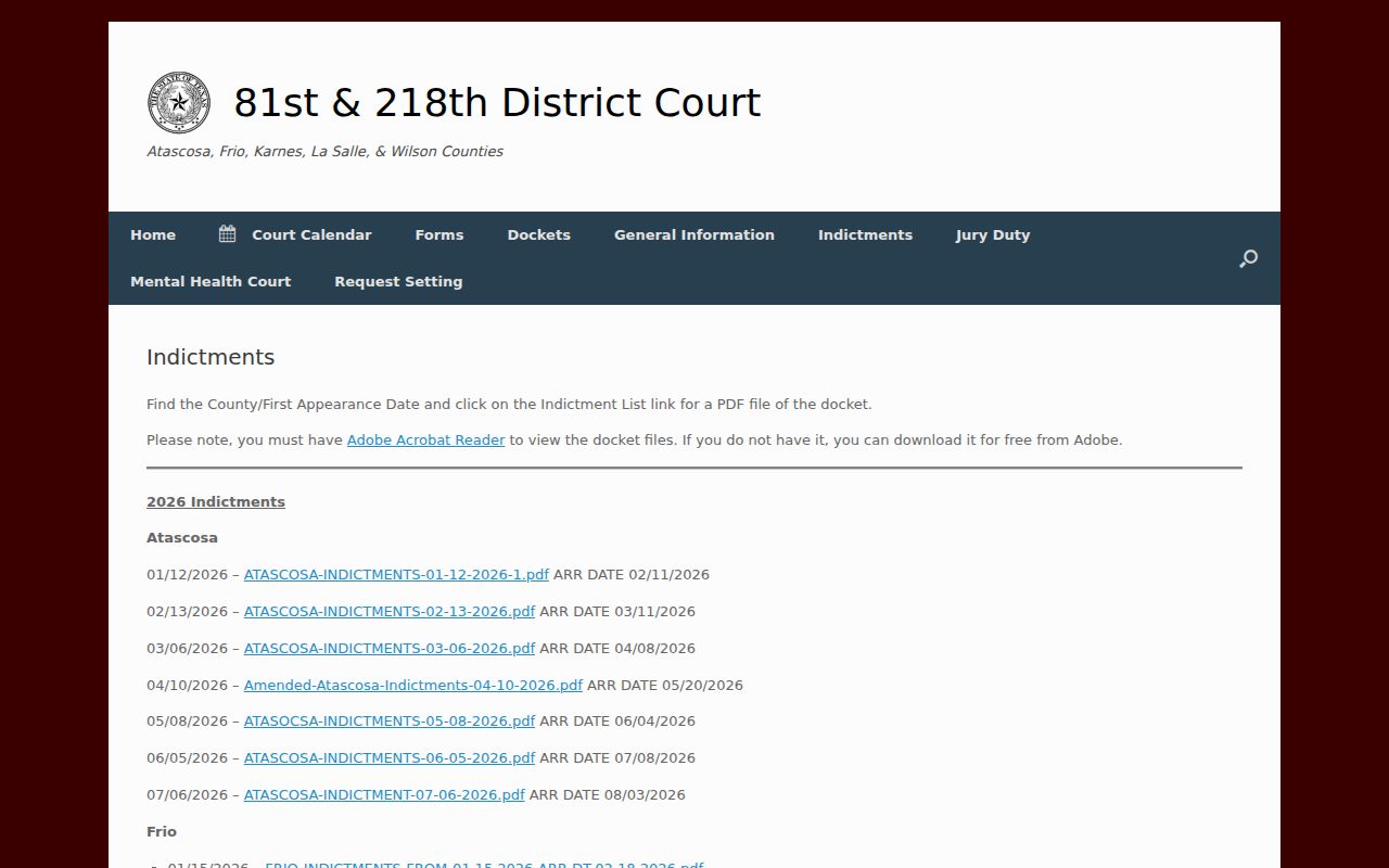 La Salle County criminal court case indictment index