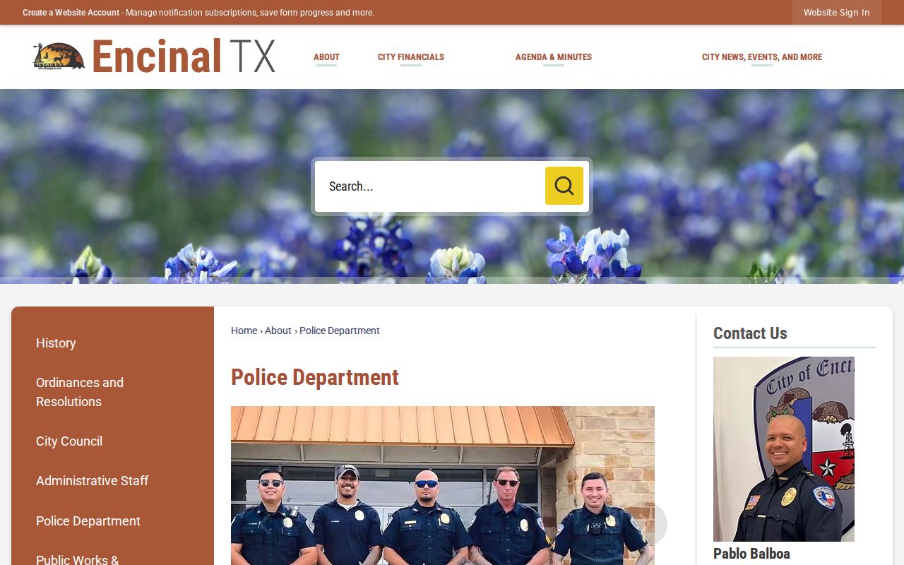 Encinal criminal records contact at the Encinal Police Department in La Salle County